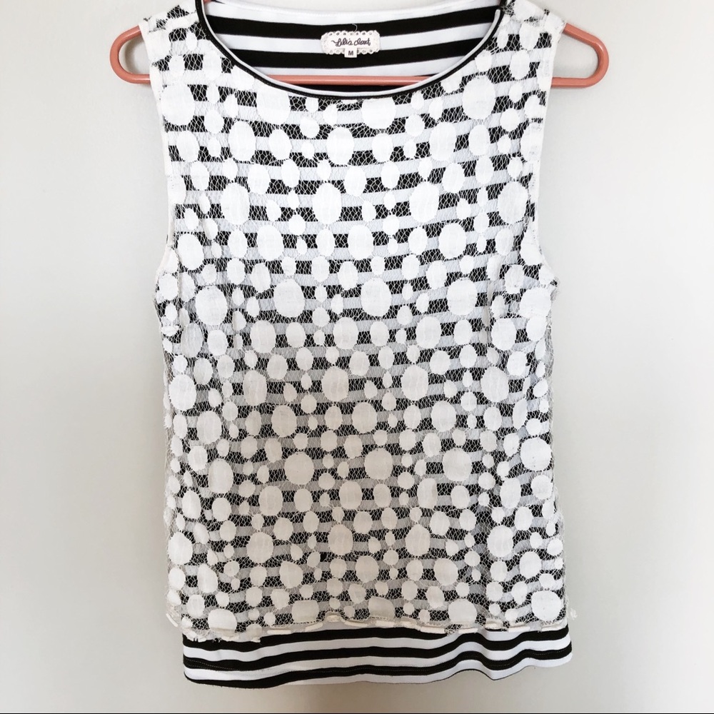 Lili’s Closet Black and White tank with overlay